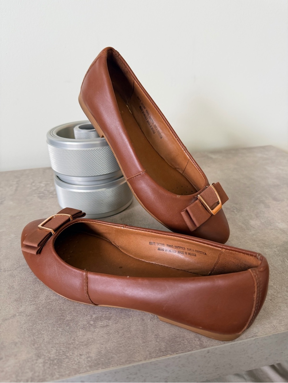 Women’s Brown Cow Leather Bow Ballet Flats